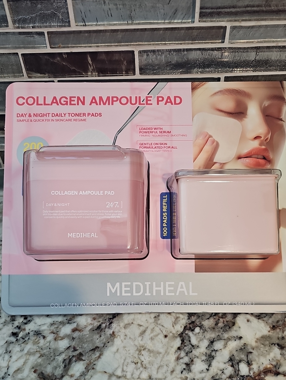 Mediheal Collagen Ampoule Pad - Pink Daily Day & Night Toner Pads